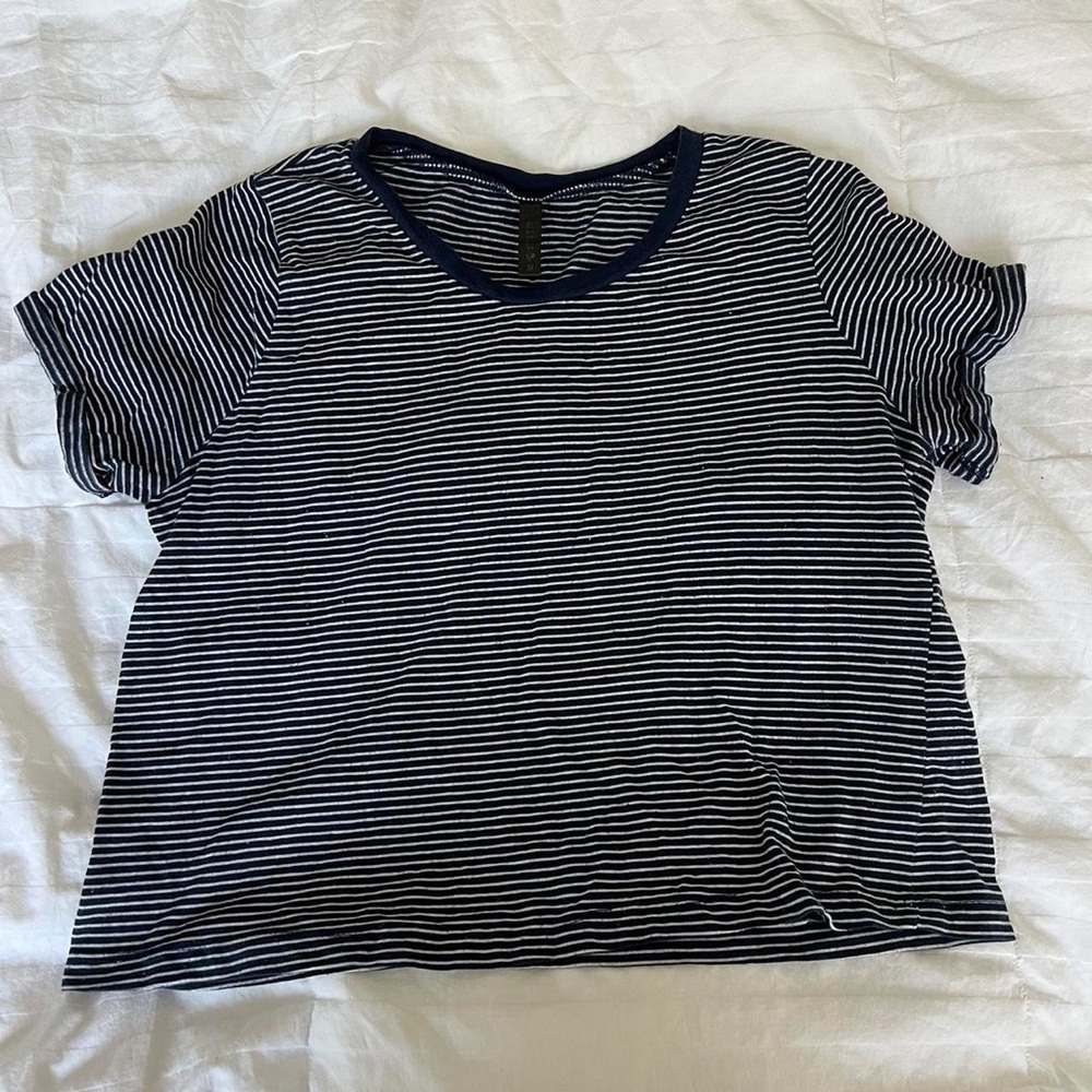 Tilly's Black and White Striped Short Sleeve Tee